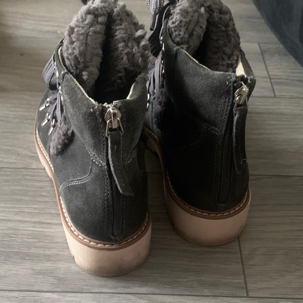 Dolce Vita Gray Shearling Lace-Up Boots - Picture 5 of 7